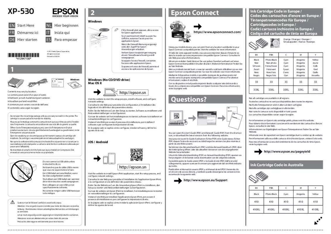 Mode d'emploi EPSON XP-530