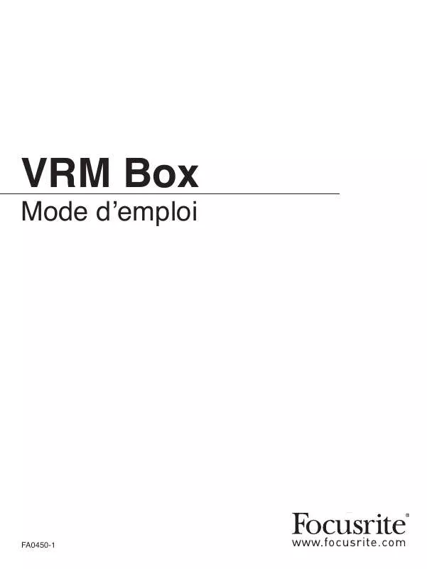Mode d'emploi FOCUSRITE VRM BOX