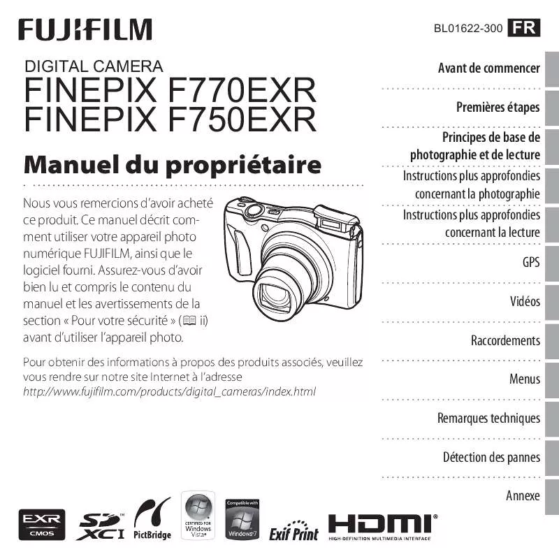 Mode d'emploi FUJIFILM F750EXR