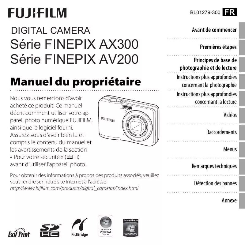 Mode d'emploi FUJIFILM FINEPIX AX350