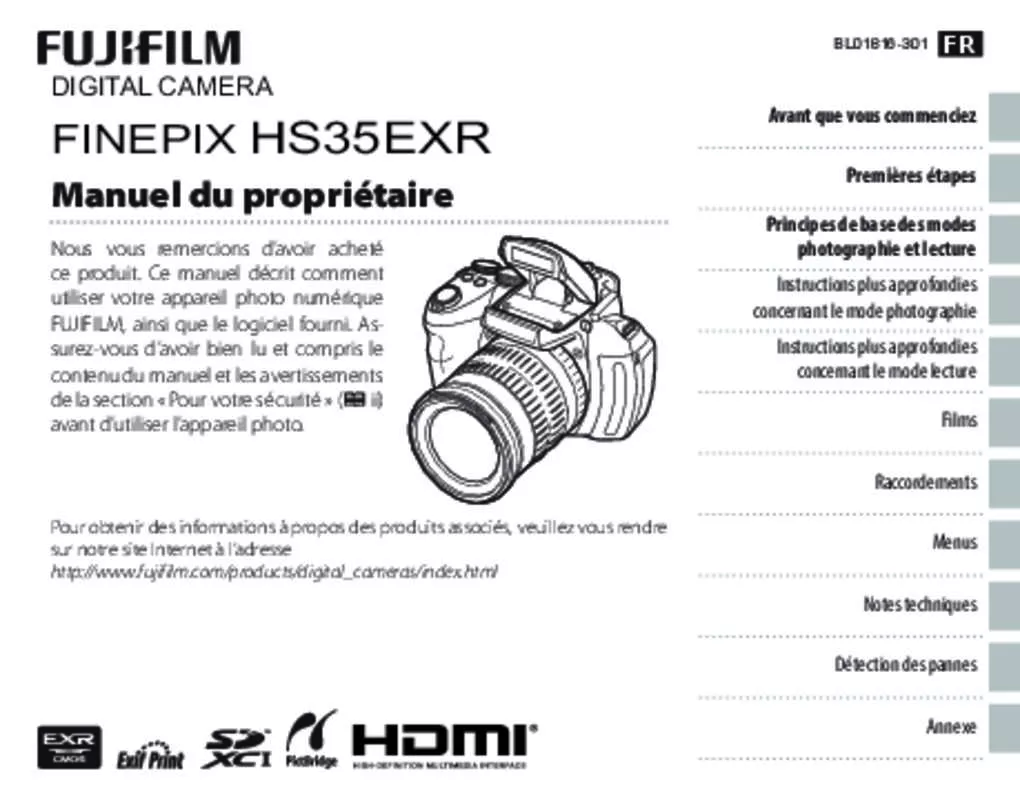 Mode d'emploi FUJIFILM FINEPIX HS35EXR