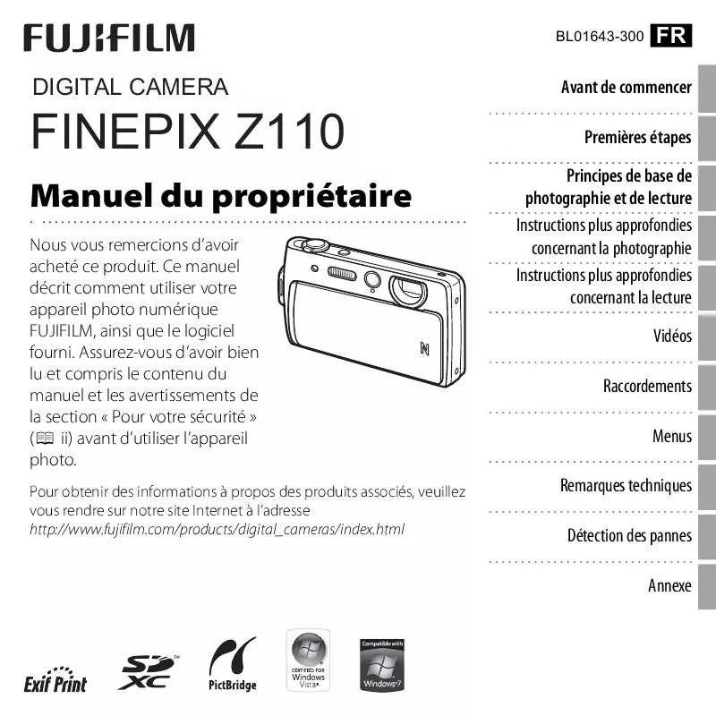 Mode d'emploi FUJIFILM FINEPIX Z110