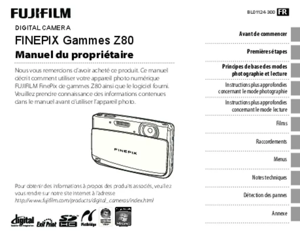 Mode d'emploi FUJIFILM FINEPIX Z80