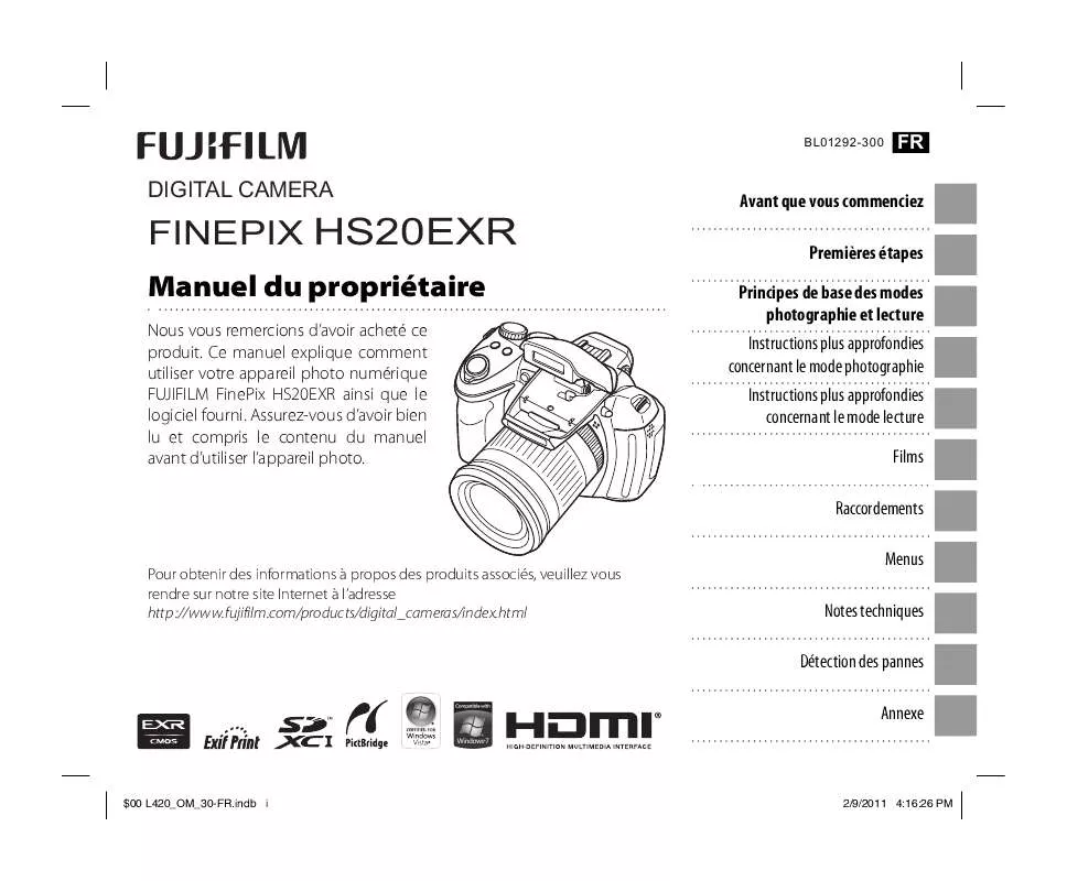 Mode d'emploi FUJIFILM FINEPIX HS20EXR