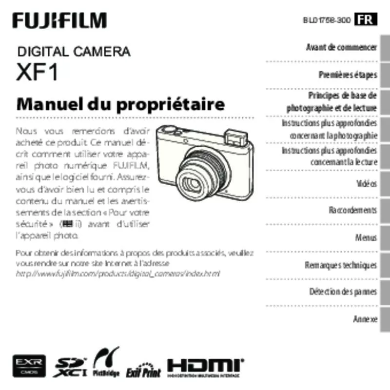 Mode d'emploi FUJIFILM PREMIUM XF1
