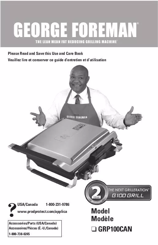 Mode d'emploi GEORGE FOREMAN GRP100CAN