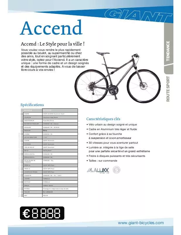 Mode d'emploi GIANT BICYCLES ACCEND