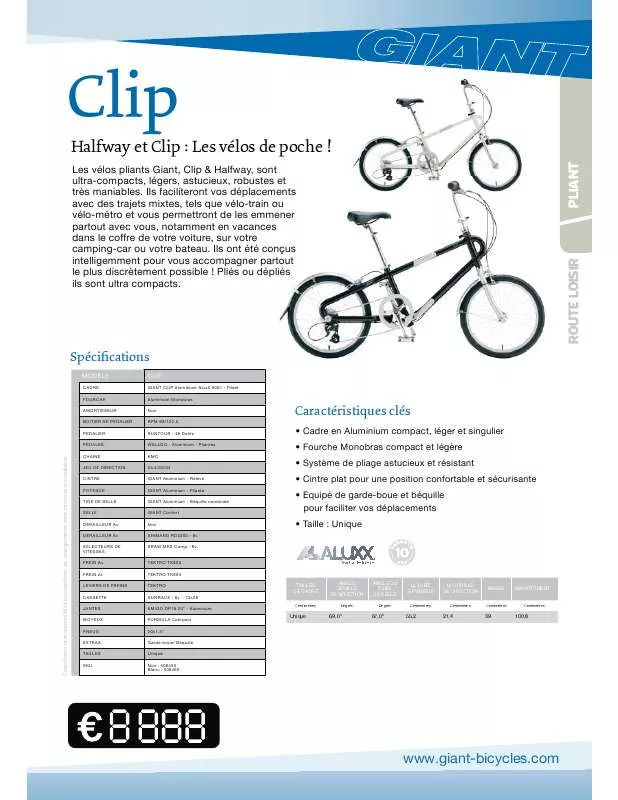 Mode d'emploi GIANT BICYCLES CLIP