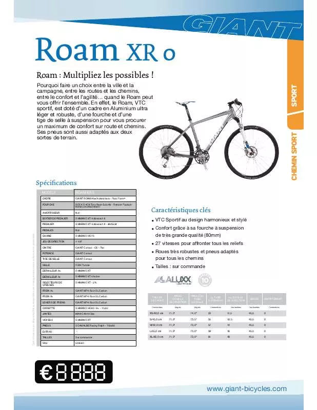 Mode d'emploi GIANT BICYCLES ROAM XR0