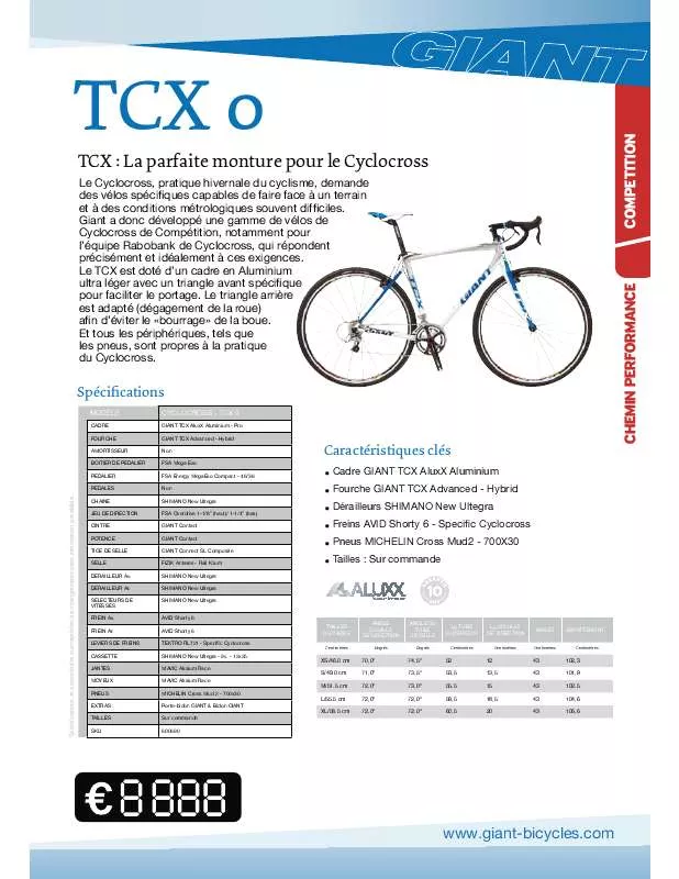 Mode d'emploi GIANT BICYCLES TCX 0