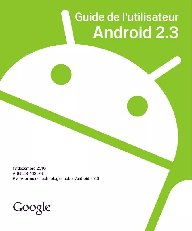Mode d'emploi GOOGLE ANDROID 2.3