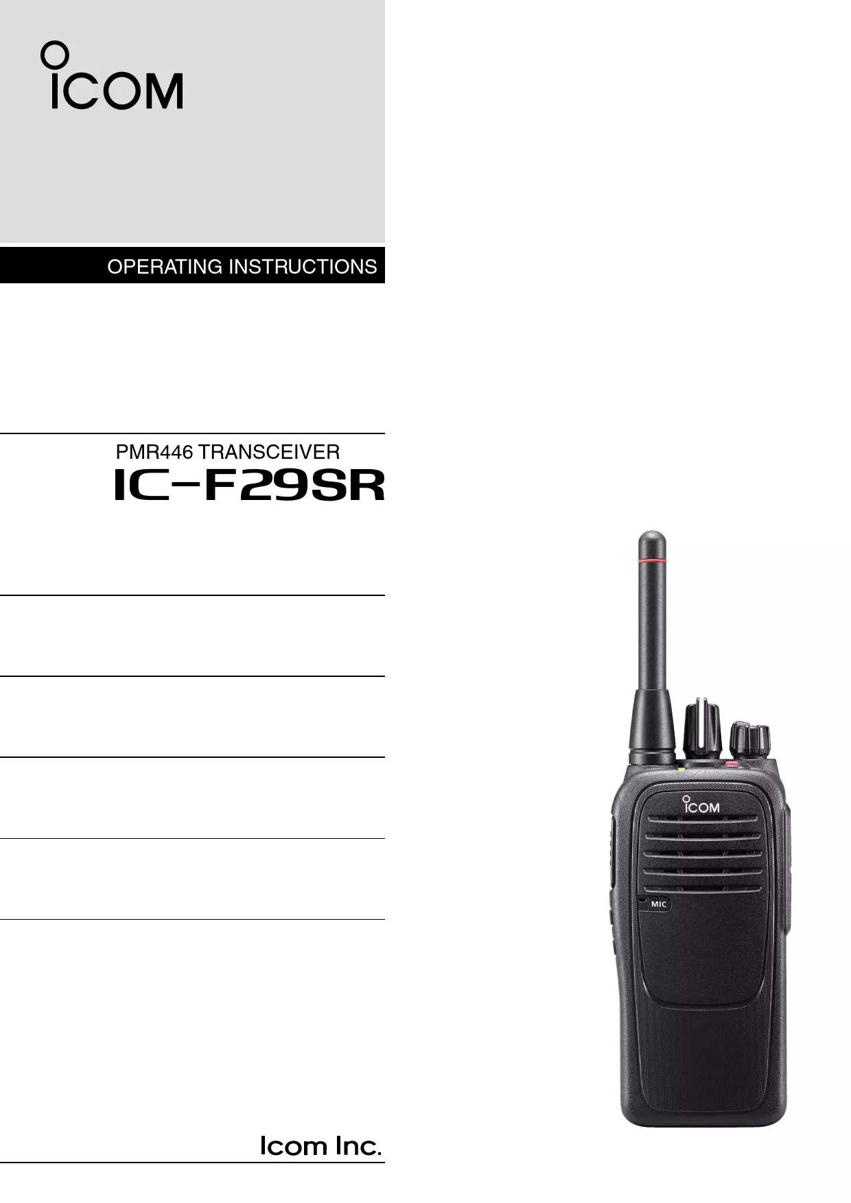 Mode d'emploi ICOM IC-F29SR