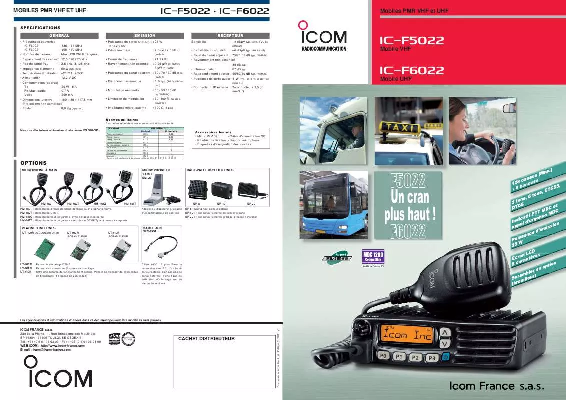 Mode d'emploi ICOM IC-F5022