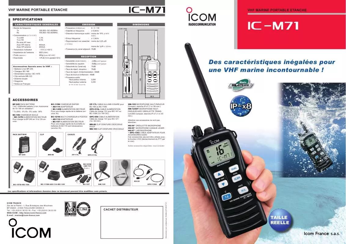 Mode d'emploi ICOM IC-M71