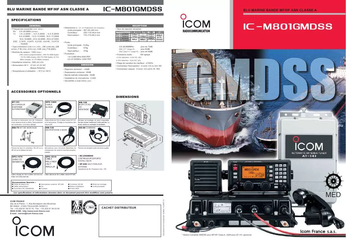 Mode d'emploi ICOM IC-M801GMDSS
