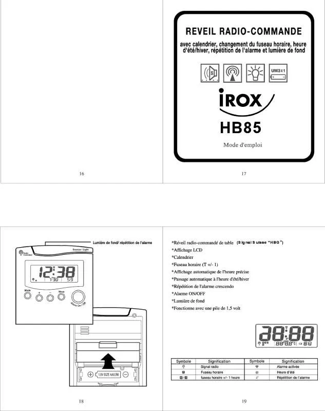 Mode d'emploi IROX HB85