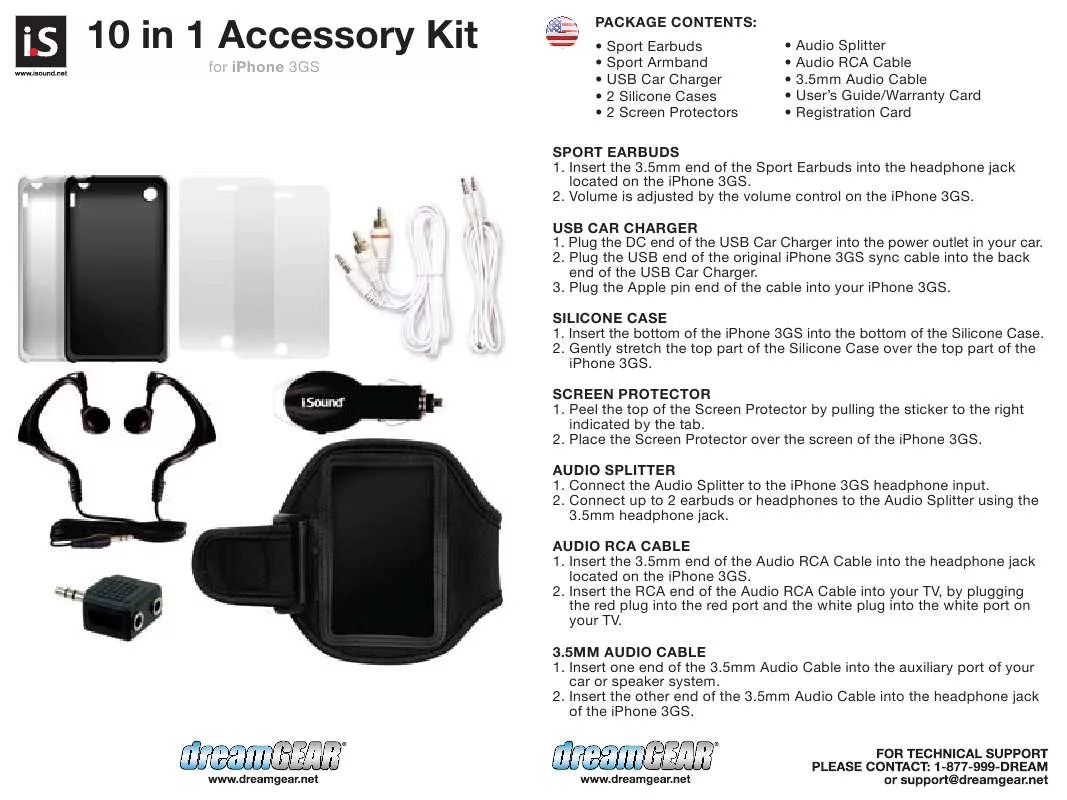 Mode d'emploi ISOUND 10 IN 1 ACCESSORY KIT FOR IPHONE 3GS