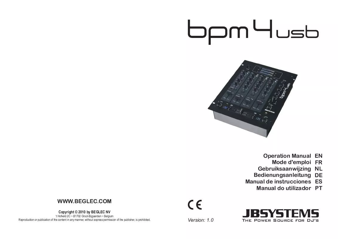 Mode d'emploi JBSYSTEMS LIGHT BPM 4 USB