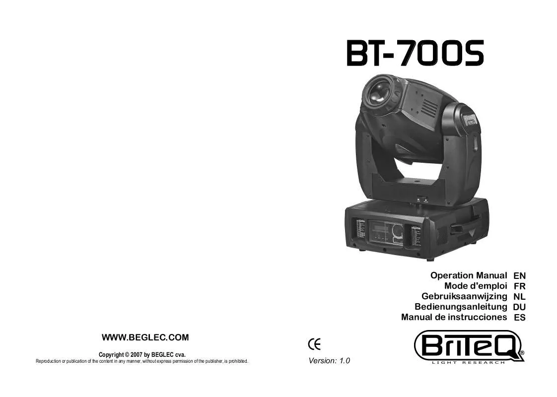 Mode d'emploi JBSYSTEMS LIGHT BT-700S