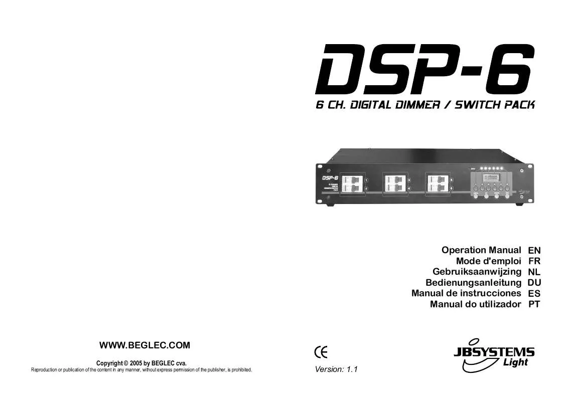 Mode d'emploi JBSYSTEMS LIGHT DSP-6