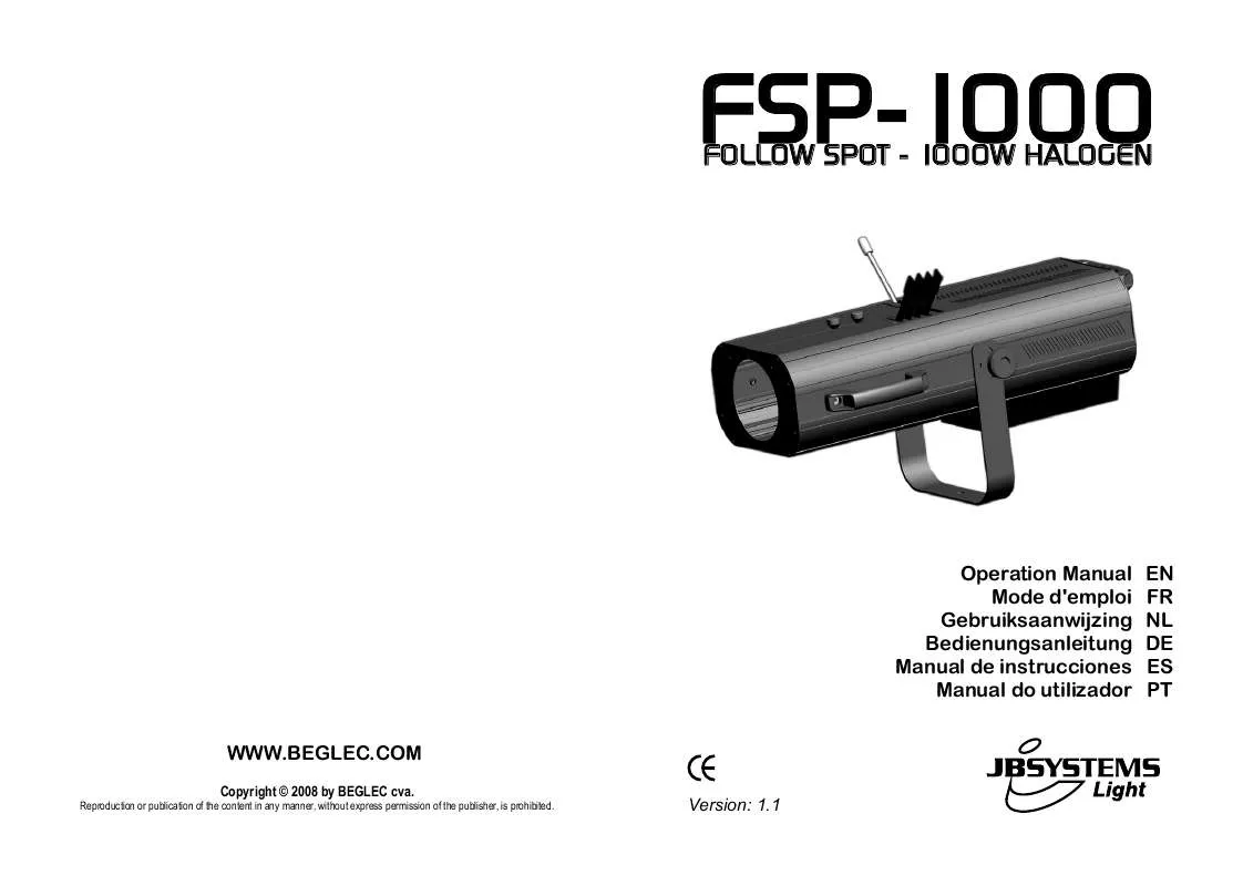 Mode d'emploi JBSYSTEMS LIGHT FSP-1000