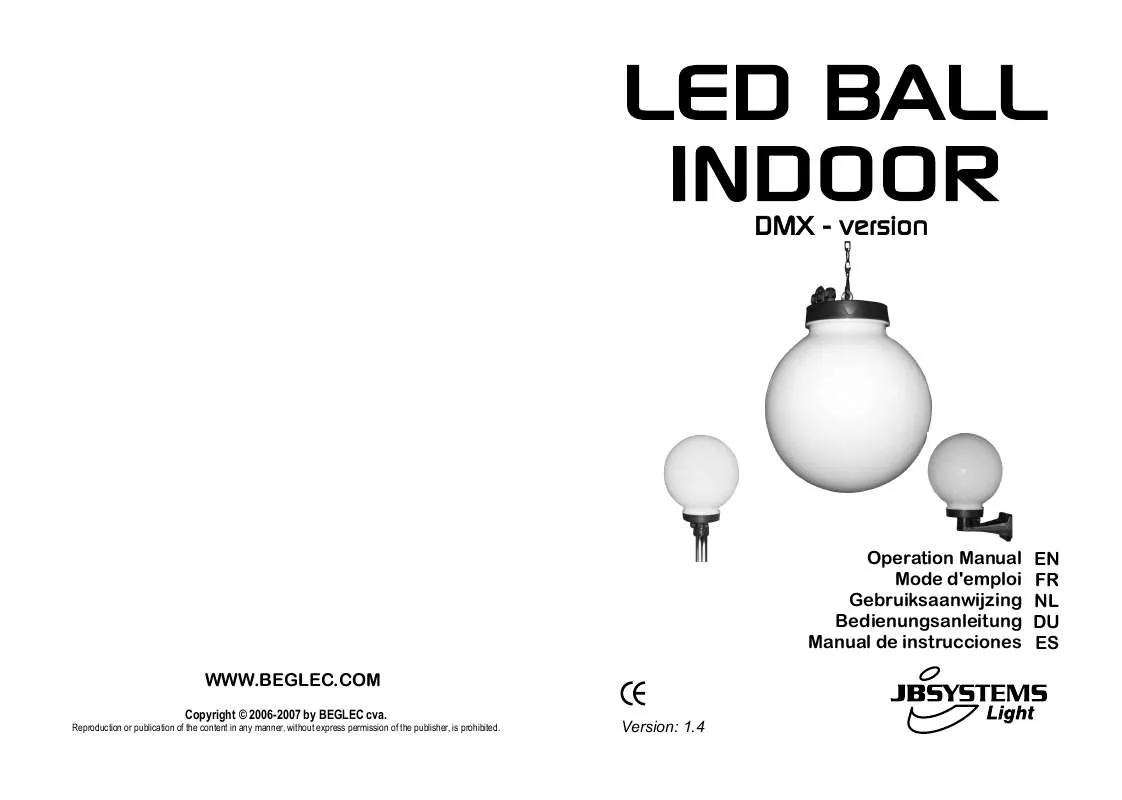 Mode d'emploi JBSYSTEMS LIGHT LED BALL INDOOR