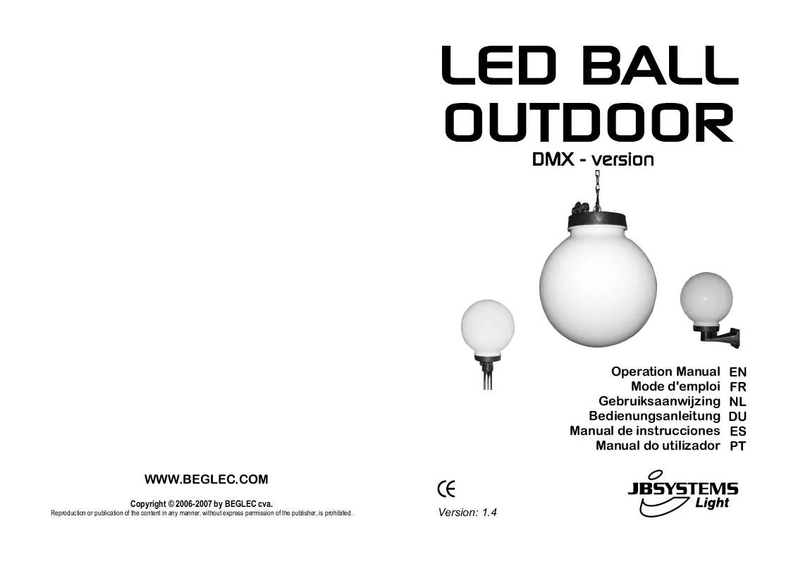 Mode d'emploi JBSYSTEMS LIGHT LED BALL OUTDOOR