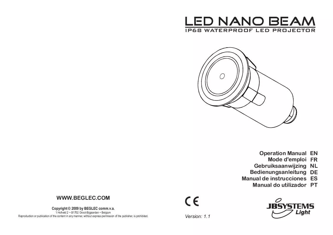 Mode d'emploi JBSYSTEMS LIGHT LED NANO BEAM