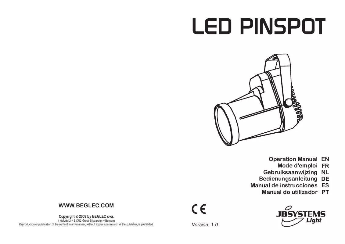 Mode d'emploi JBSYSTEMS LIGHT LED PINSPOT