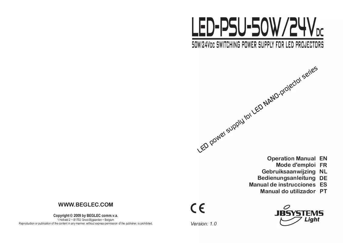 Mode d'emploi JBSYSTEMS LIGHT LED-PSU-50W-24V