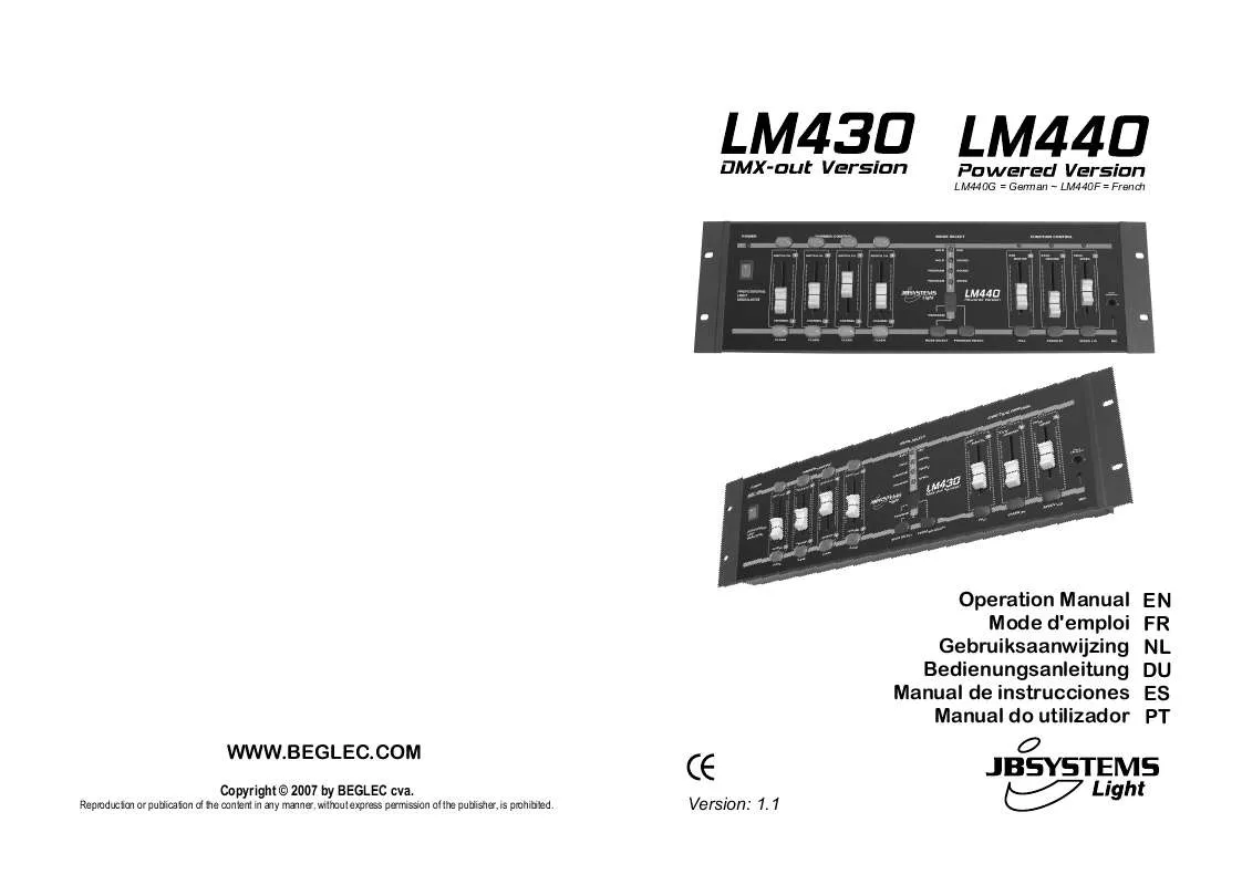 Mode d'emploi JBSYSTEMS LIGHT LM 440
