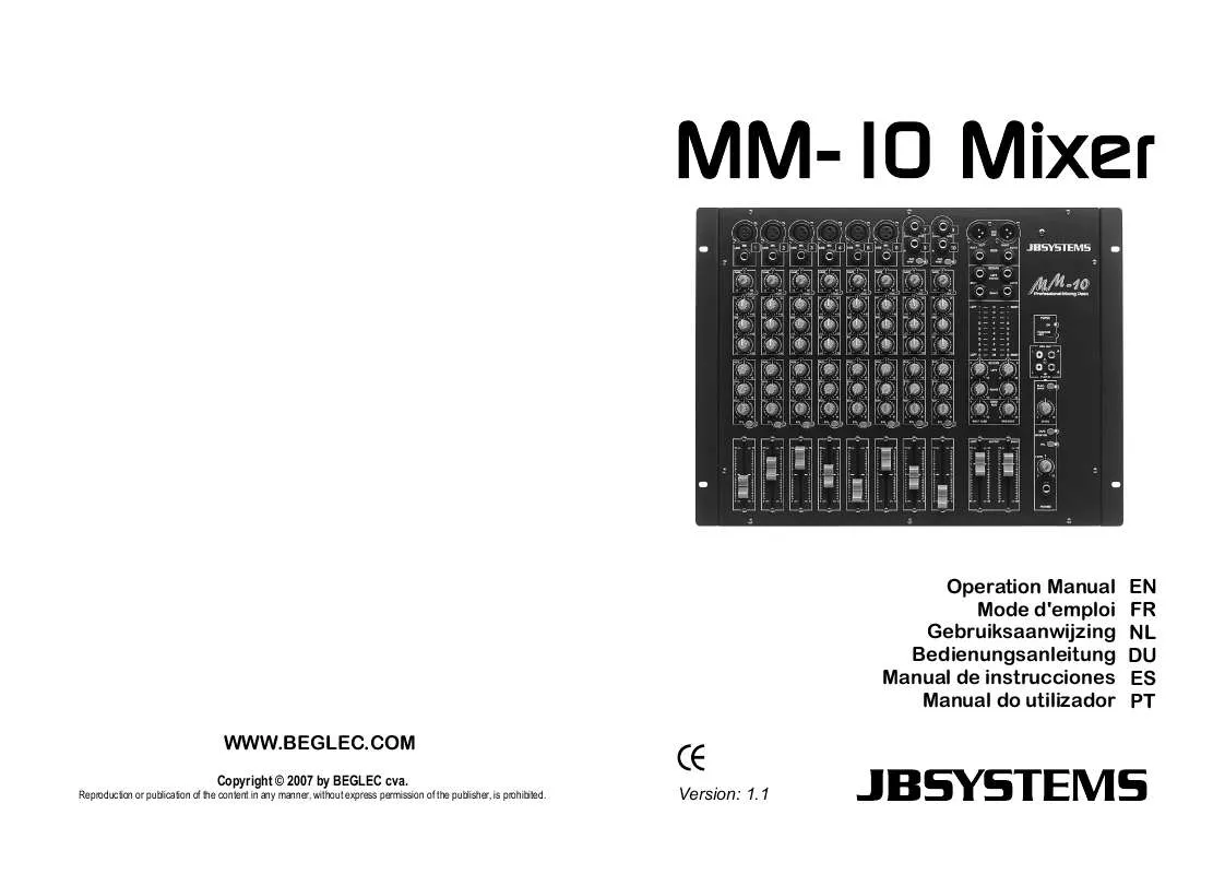 Mode d'emploi JBSYSTEMS LIGHT MM-10 MIXER