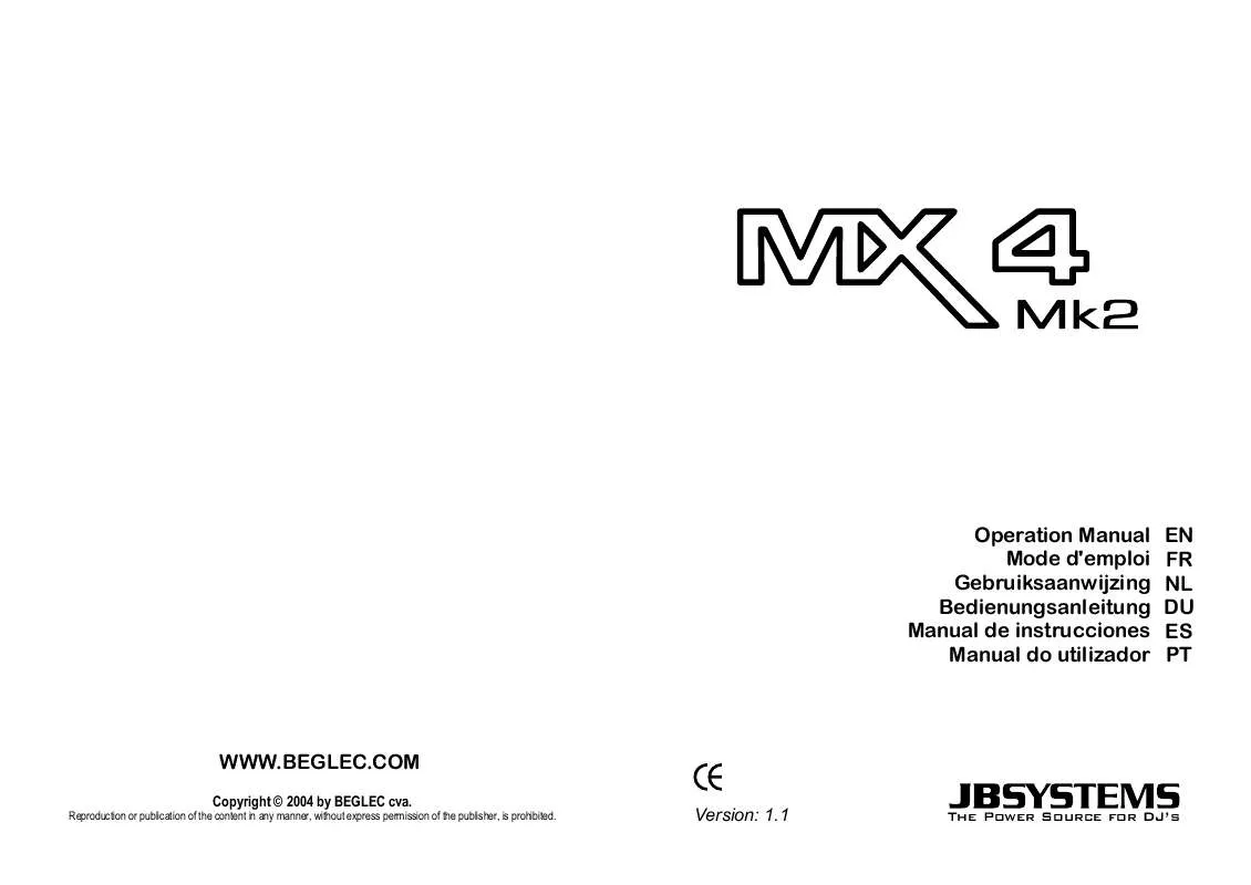 Mode d'emploi JBSYSTEMS LIGHT MX4 MK2