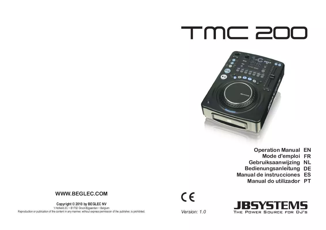 Mode d'emploi JBSYSTEMS LIGHT TMC 200