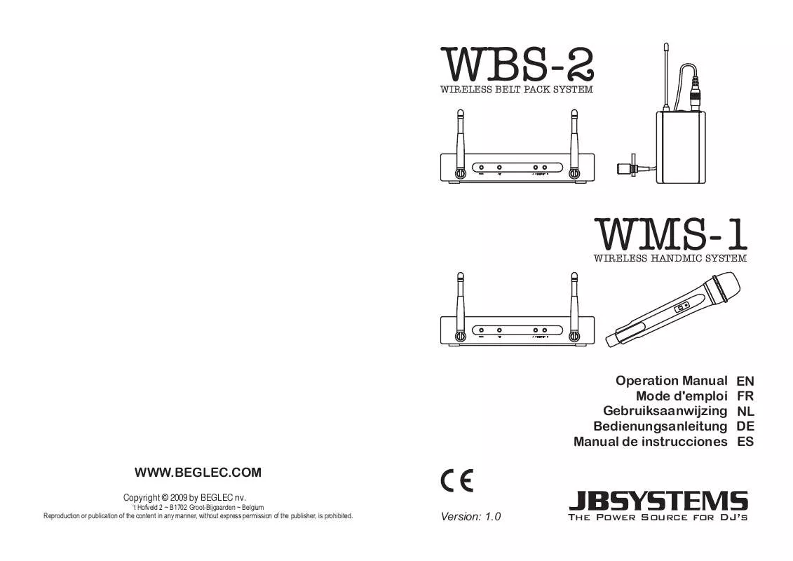 Mode d'emploi JBSYSTEMS LIGHT WBS-2