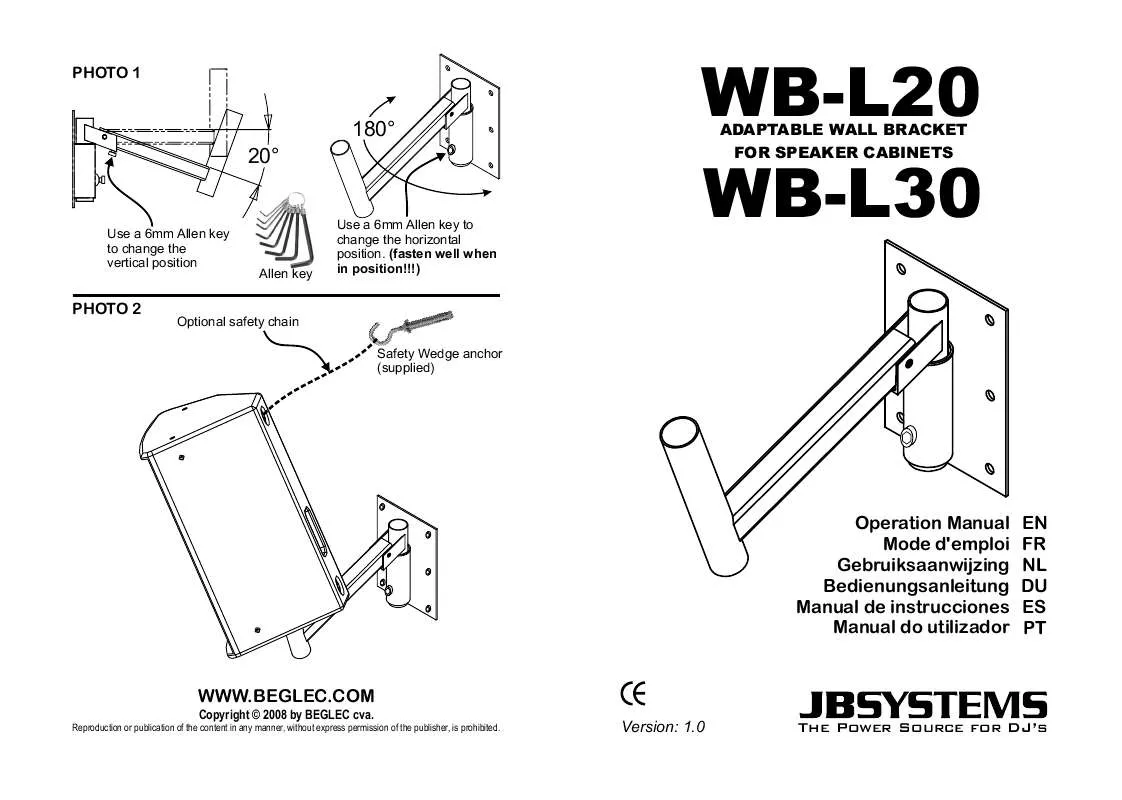 Mode d'emploi JBSYSTEMS WB-L30
