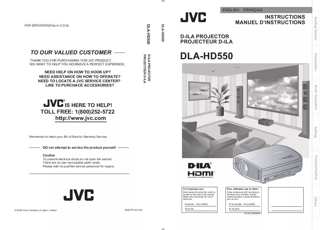 Mode d'emploi JVC DLA-HD550BE