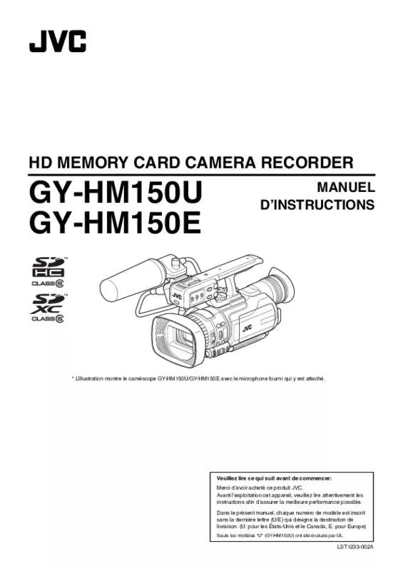 Mode d'emploi JVC GY-HM150E