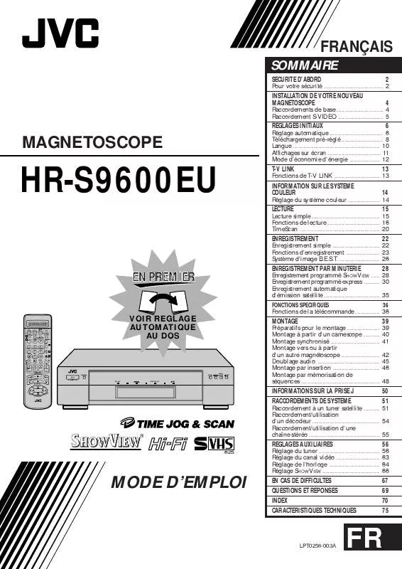 Mode d'emploi JVC HR-S9600EU