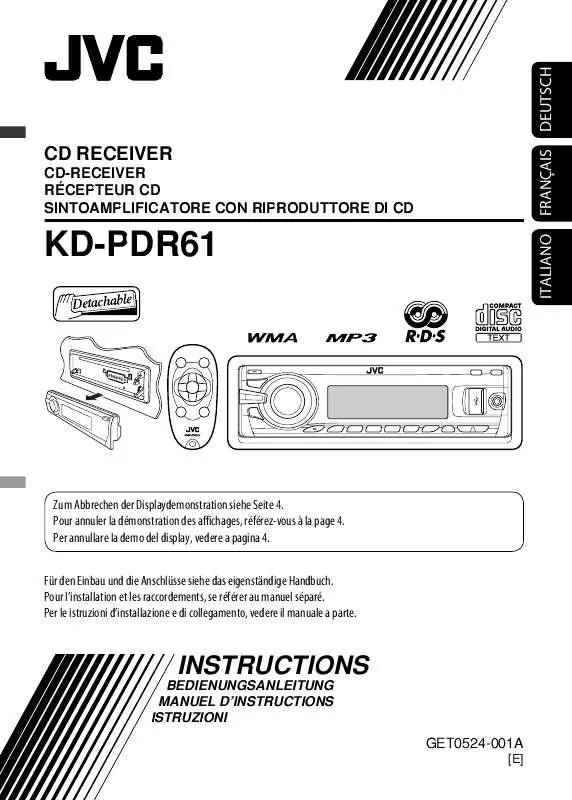 Mode d'emploi JVC KD-PDR61E