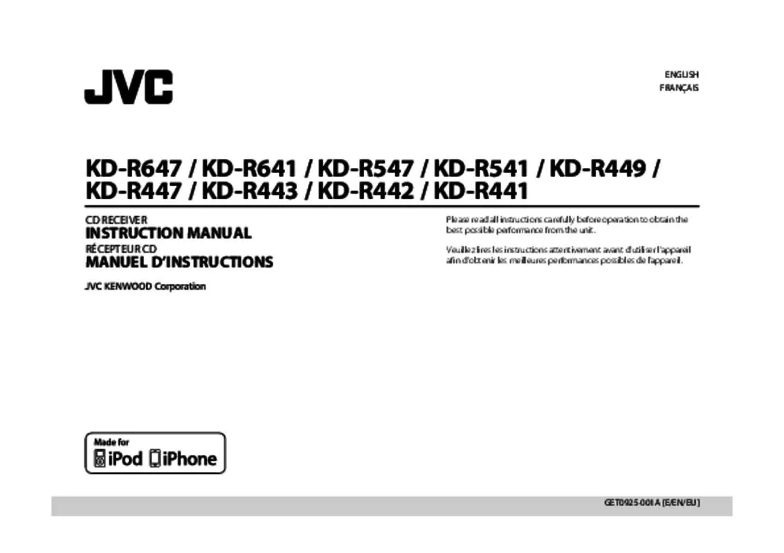 Mode d'emploi JVC KD-R441E