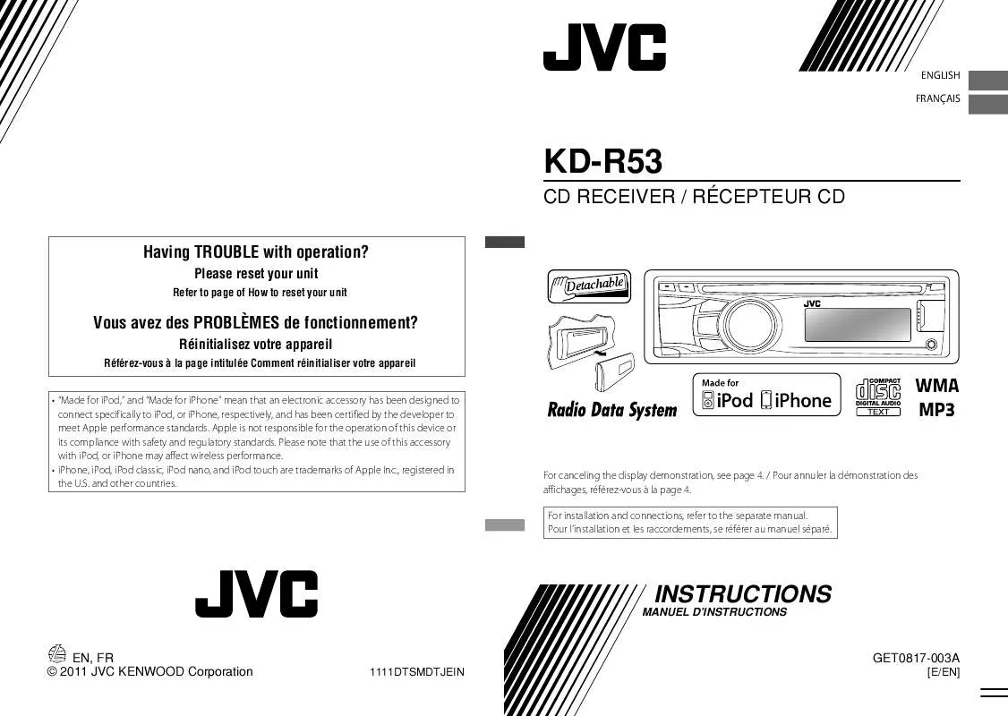 Mode d'emploi JVC KD-R53