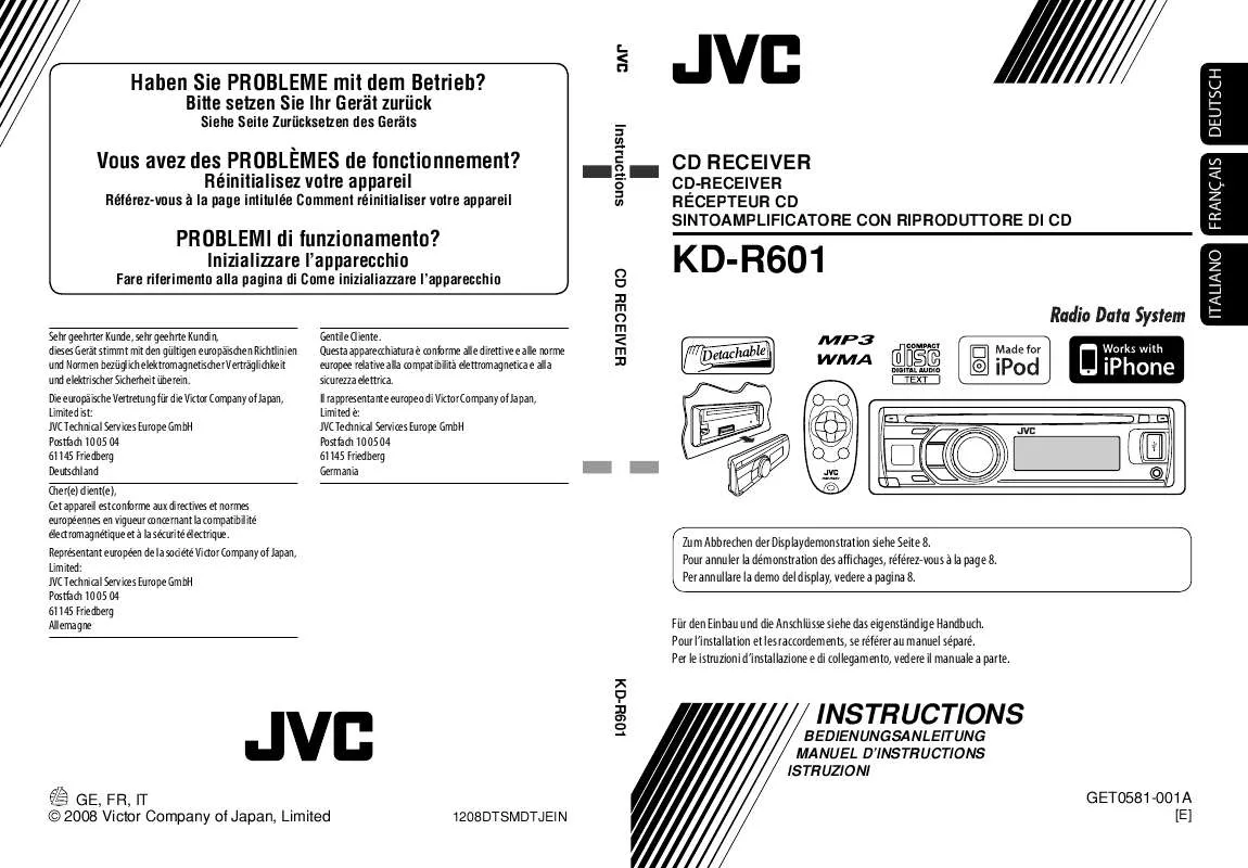 Mode d'emploi JVC KD-R601