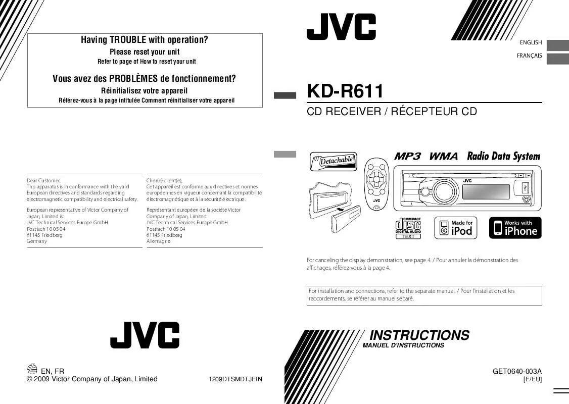 Mode d'emploi JVC KD-R611