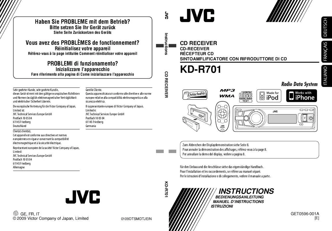 Mode d'emploi JVC KD-R701