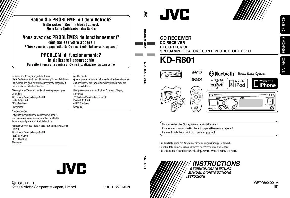 Mode d'emploi JVC KD-R801E