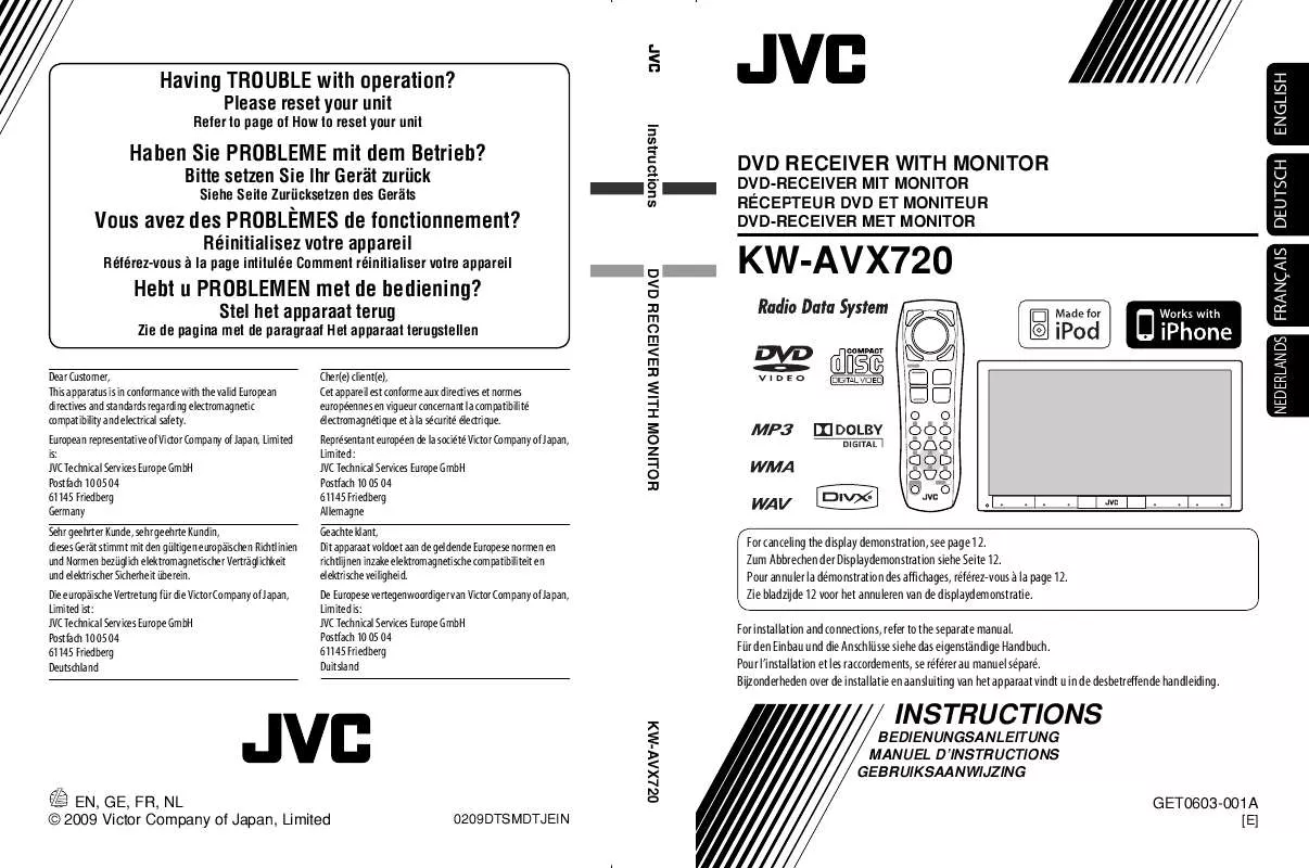 Mode d'emploi JVC KW-AVX720