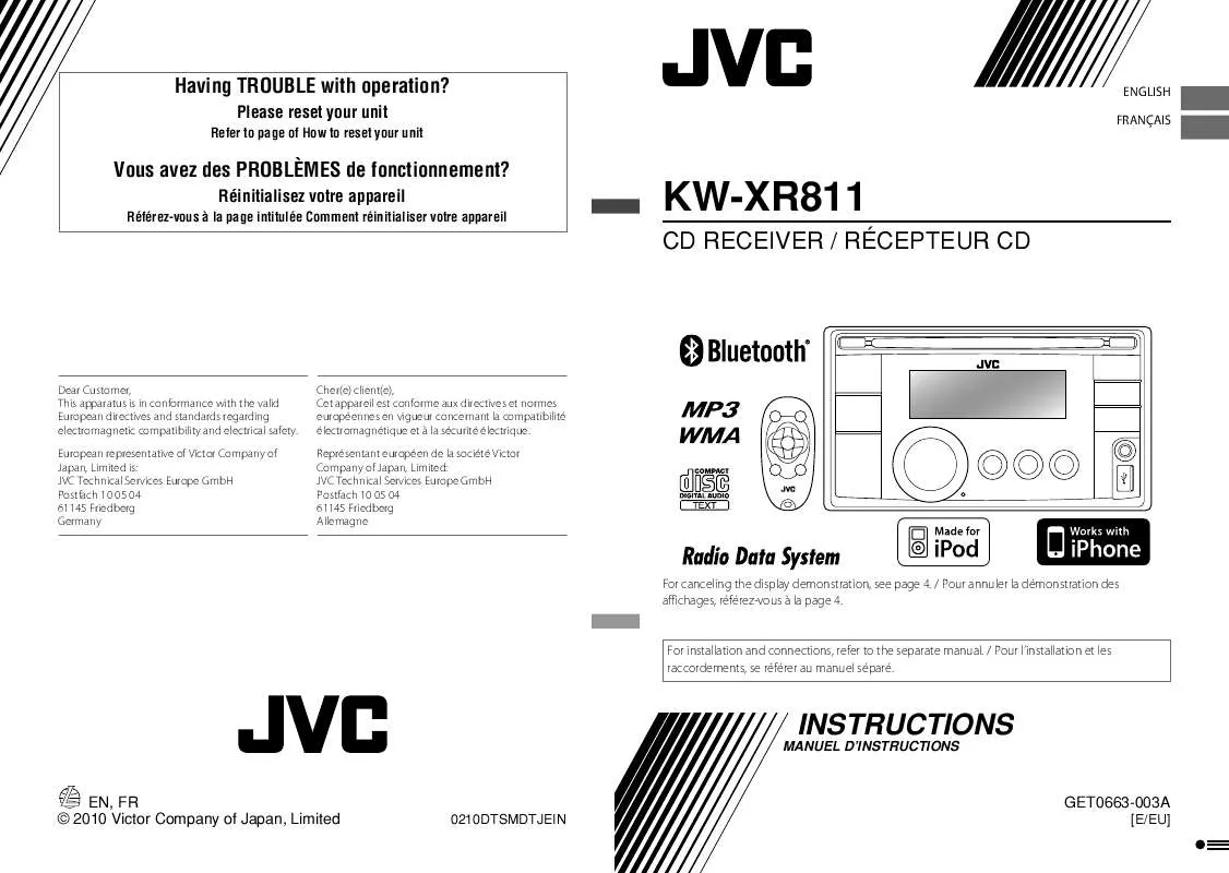Mode d'emploi JVC KW-XR811