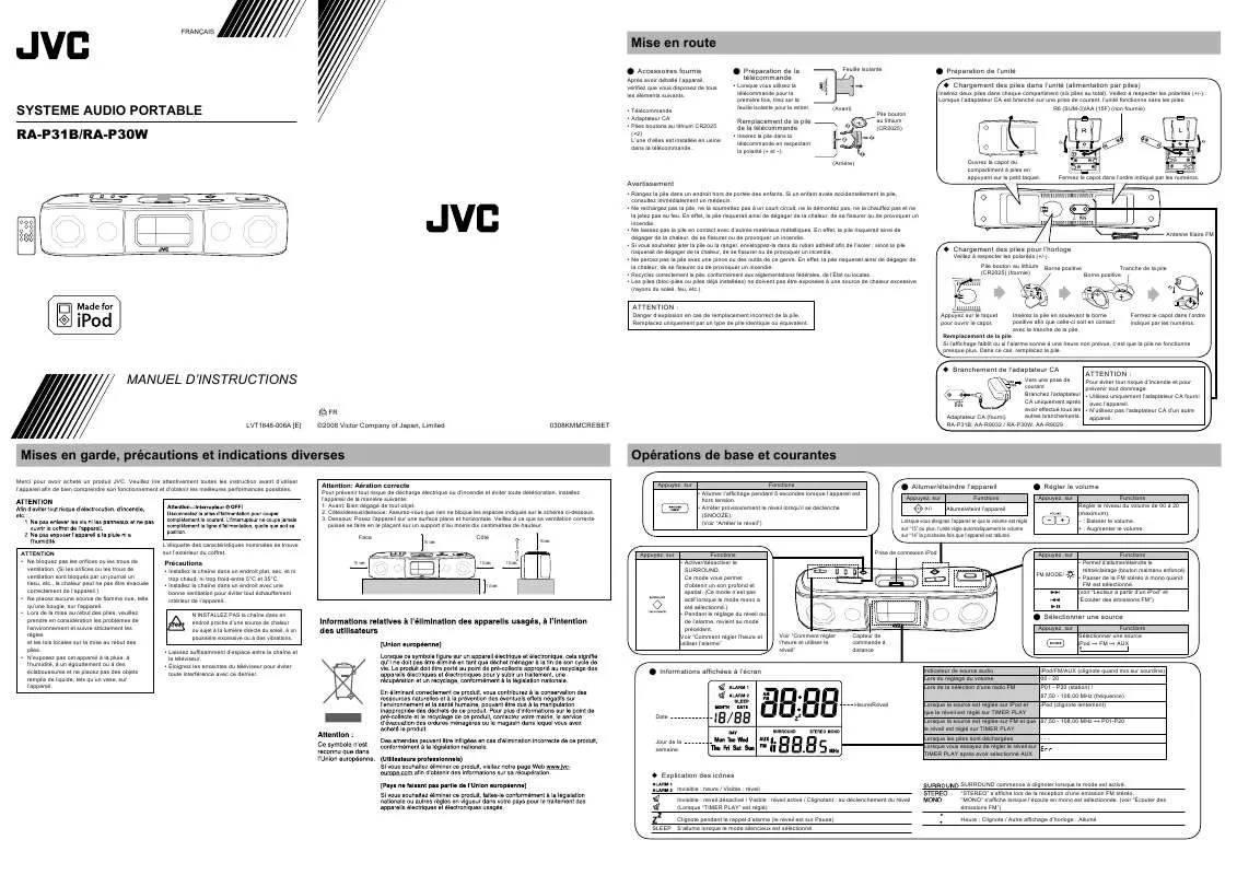 Mode d'emploi JVC RA-P30W