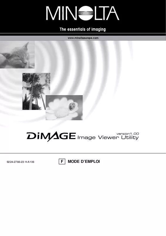 Mode d'emploi KONICA MINOLTA DIMAGE IMAGE VIEWER UTILITY 1.0 FOR DIMAGE 7/5/X/S304/S404